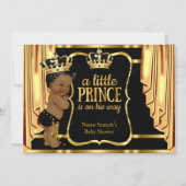Invitation Prince Baby shower Black Gold Draps Ethnique (Devant)