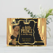 Invitation Prince Baby shower Black Gold Draps Ethnique (Debout devant)