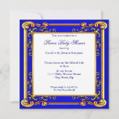 Invitation Prince Baby shower Bleu Or Couronne Brunette Garço (Dos)