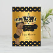 Invitation Prince Baby shower Boy Black Gold Ethnic (Debout devant)