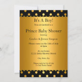 Invitation Prince Baby shower Boy Black Gold Ethnic (Dos)