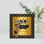 Invitation Prince Baby shower Boy Black Gold Ethnic (Debout devant)