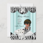 Invitation Prince Baby shower Boy Ethnic Zebra (Devant)