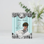Invitation Prince Baby shower Boy Ethnic Zebra (Debout devant)