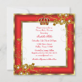 Invitation Prince Baby shower Boy Red Gold White Ethnic (Dos)