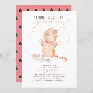 Invitation Prince Baby shower Chats Kitten Girls Rose mignonn