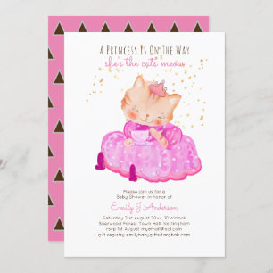 Invitation Prince Baby shower Chats Kitten Girls Rose mignonn
