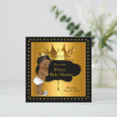 Invitation Prince Baby shower Cute Boy Crown Ethnic (Debout devant)