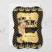 Invitation Prince Baby shower Noir Polka Point Brunette (Devant)