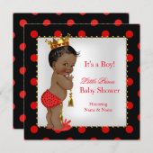 Invitation Prince Baby shower Red Black Boy Ethnic (Devant / Derrière)