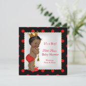 Invitation Prince Baby shower Red Black Boy Ethnic (Debout devant)