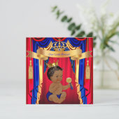 Invitation Prince Baby shower Red Blue Gold Ethnic (Debout devant)