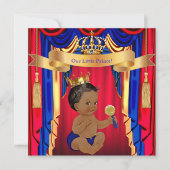 Invitation Prince Baby shower Red Blue Gold Ethnic (Devant)