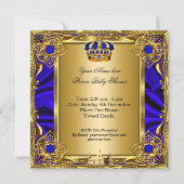 Invitation Prince Baby shower Regal Gold Royal Blue Boy (Dos)