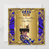 Invitation Prince Baby shower Regal Gold Royal Blue Boy (Devant)