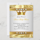 Invitation Prince Baby shower White Gold Foil Brunette (Dos)