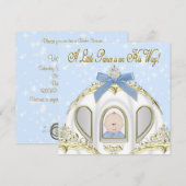 Invitation Prince Bébé Bleu Fête de Naissance de Bébé Garçon (Devant / Derrière)