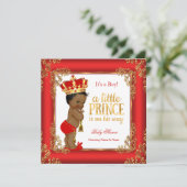 Invitation Prince Bébé Fils de l'Or Rouge Bain de Mousseline (Debout devant)