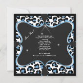 Invitation Prince Bébé Shower Garçon Bleu Blanc Léopard 2s (Dos)