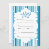 Invitation Prince Blue Stripes (Devant / Derrière)