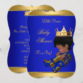 Invitation Prince Boy Baby shower Blue Ethnic (Devant / Derrière)