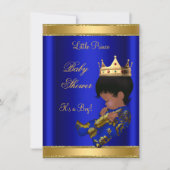 Invitation Prince Boy Baby shower Blue Ethnic (Devant)