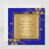 Invitation Prince Boy Baby shower Gold Blue Afro-Américain (Dos)