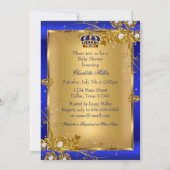 Invitation Prince Boy Baby shower Gold Blue Afro-Américain (Dos)