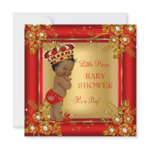 Prince Boy Baby shower Gold Red African American
