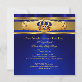 Invitation Prince Boy Baby shower Royal Blue Gold (Dos)