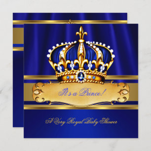 Invitation Prince Boy Baby shower Royal Blue Gold