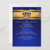 Invitation Prince Boy Baby shower Royal Blue Gold (Dos)