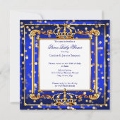 Invitation Prince Boy Baby shower Royal Blue Gold Bokeh (Dos)