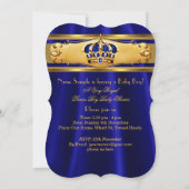 Invitation Prince Boy Baby shower Royal Blue Gold Crown (Dos)