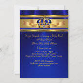 Invitation Prince Boy Baby shower Royal Blue Gold Crown (Dos)
