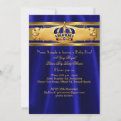 Invitation Prince Boy Baby shower Royal Blue Gold Crown (Dos)