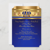 Invitation Prince Boy Baby shower Royal Blue Gold Crown 2 (Dos)