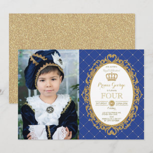 Invitation Prince branché Anniversaire Royal Blue Gold Party 