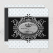 Invitation Prince Crown Blue Prince Baby Boy Douche (Devant / Derrière)