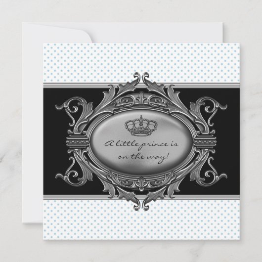 Invitation Prince Crown Blue Prince Baby Boy Douche (Devant)
