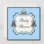 Invitation Prince Crown & Teddy Bear Jewels Boy Baby shower (Dos)