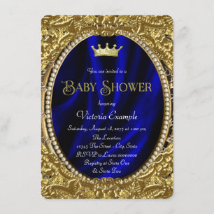 Invitation Prince de fantaisie baby shower de bleu royal et