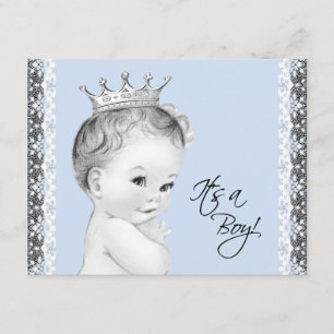 Invitation Prince doux baby shower de bleus layette petit