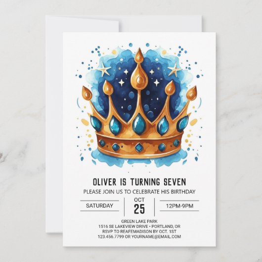Invitation Prince en ligne Anniversaire Couronne (Devant)