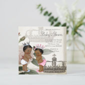 Invitation Prince et Princesse Baby shower jumeau (Debout devant)