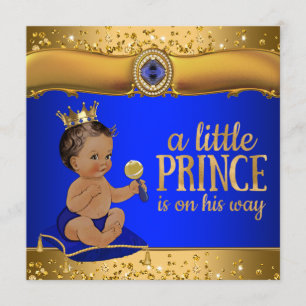Invitation Prince ethnique royal bleu or Fête de naissance de