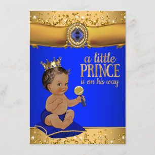 Invitation Prince ethnique royal bleu or Fête de naissance de