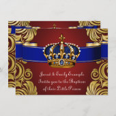 Invitation Prince héritier royal Baptême Or rouge (Devant / Derrière)