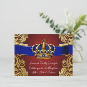 Invitation Prince héritier royal Baptême Or rouge (Debout devant)