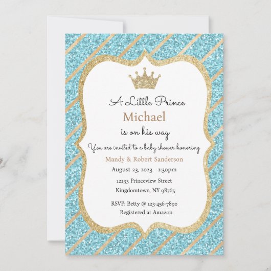 Invitation Prince, Invitation Baby shower garçon (Devant)
